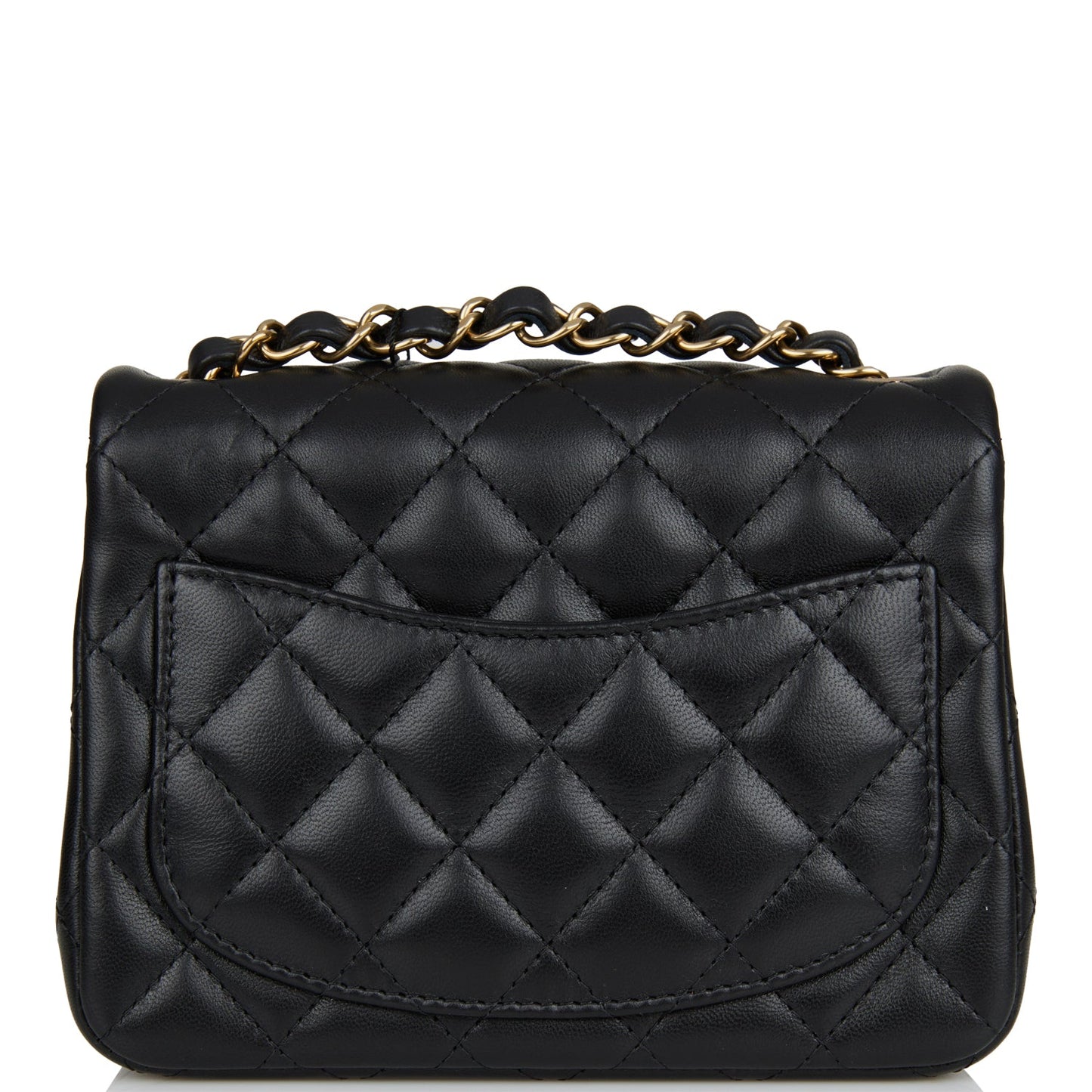 Chanel Mini Square Flap Bag Black Lambskin Light Gold Hardware
