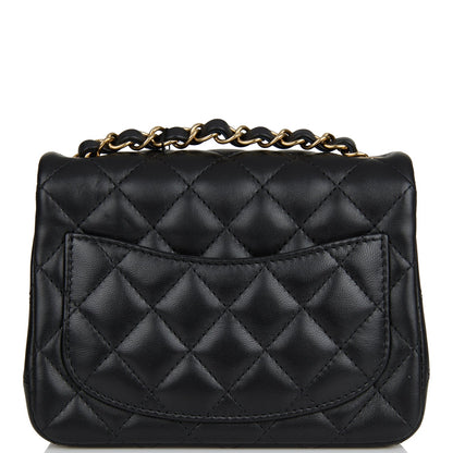 Chanel Mini Square Flap Bag Black Lambskin Light Gold Hardware