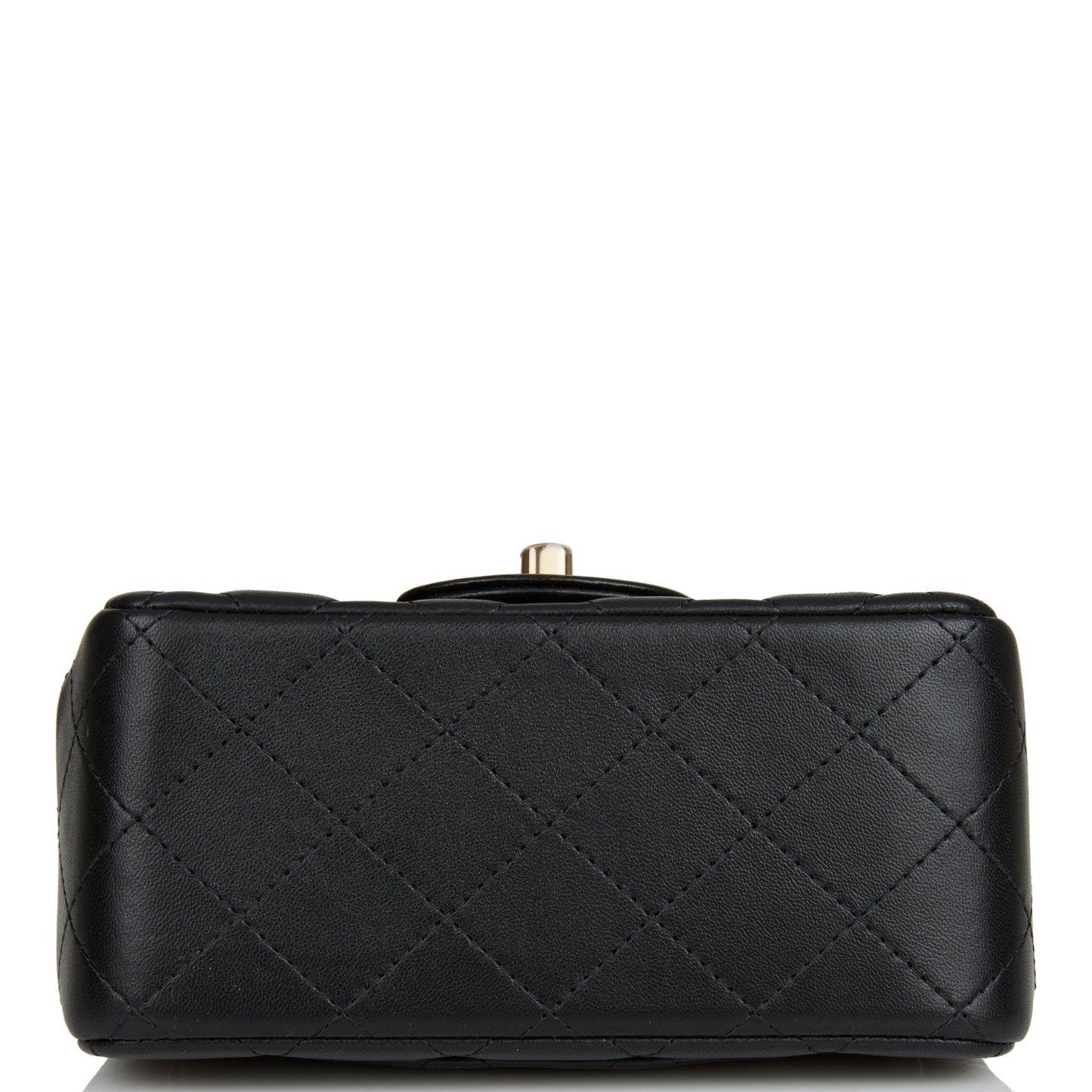 Chanel Mini Square Flap Bag Black Lambskin Light Gold Hardware