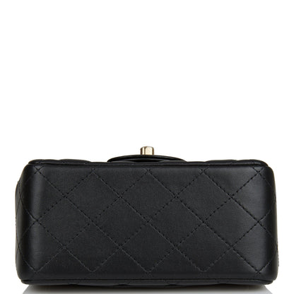 Chanel Mini Square Flap Bag Black Lambskin Light Gold Hardware