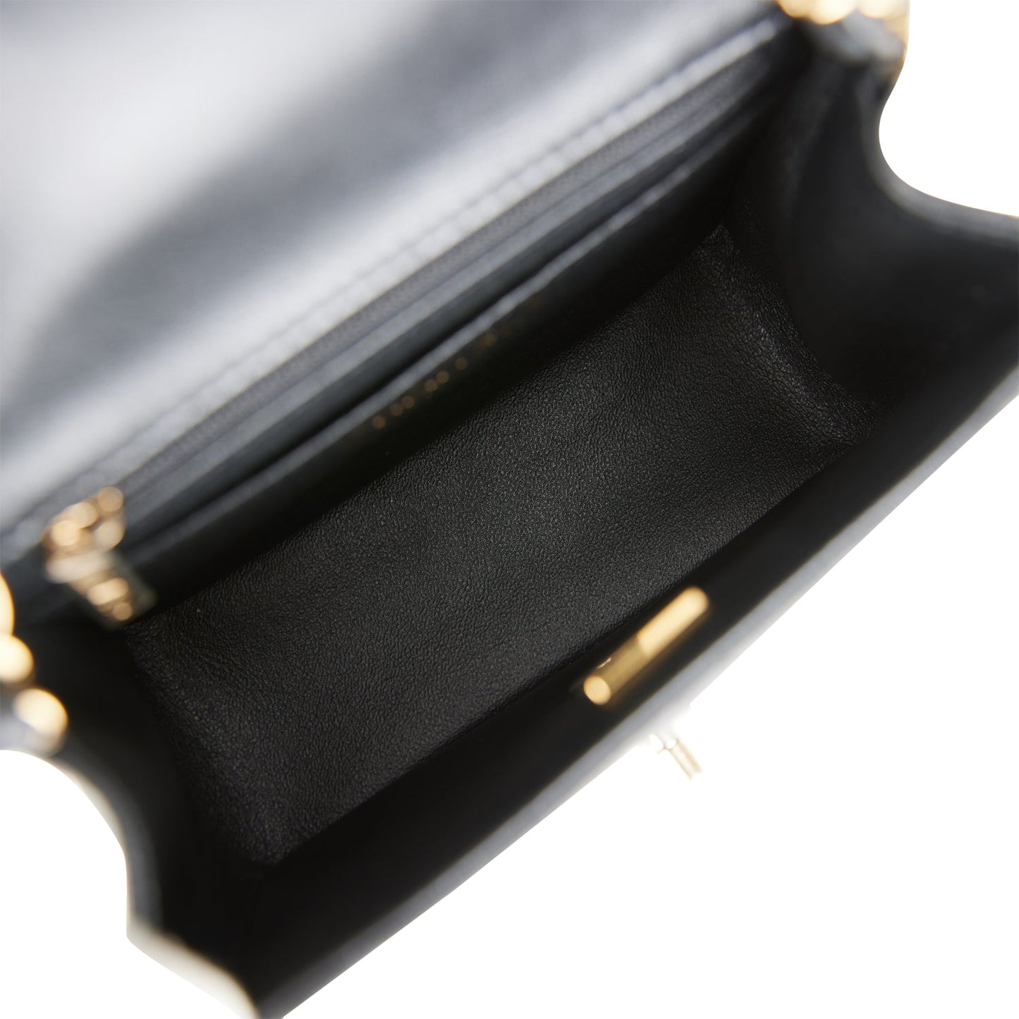 Chanel Mini Square Flap Bag Black Lambskin Light Gold Hardware