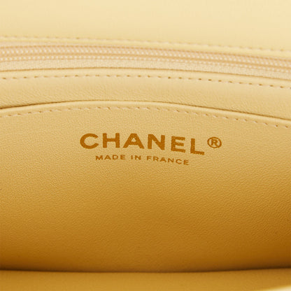 Chanel Mini Rectangular Flap with Top Handle Yellow Lambskin Light Gold Hardware