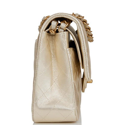 Chanel Medium Classic Double Flap Bag Gold Iridescent Lambskin Antique Gold Hardware