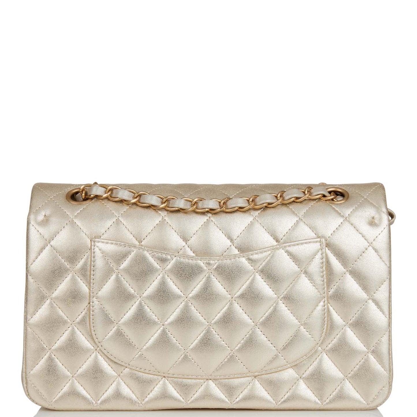 Chanel Medium Classic Double Flap Bag Gold Iridescent Lambskin Antique Gold Hardware
