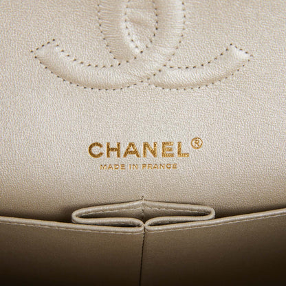 Chanel Medium Classic Double Flap Bag Gold Iridescent Lambskin Antique Gold Hardware