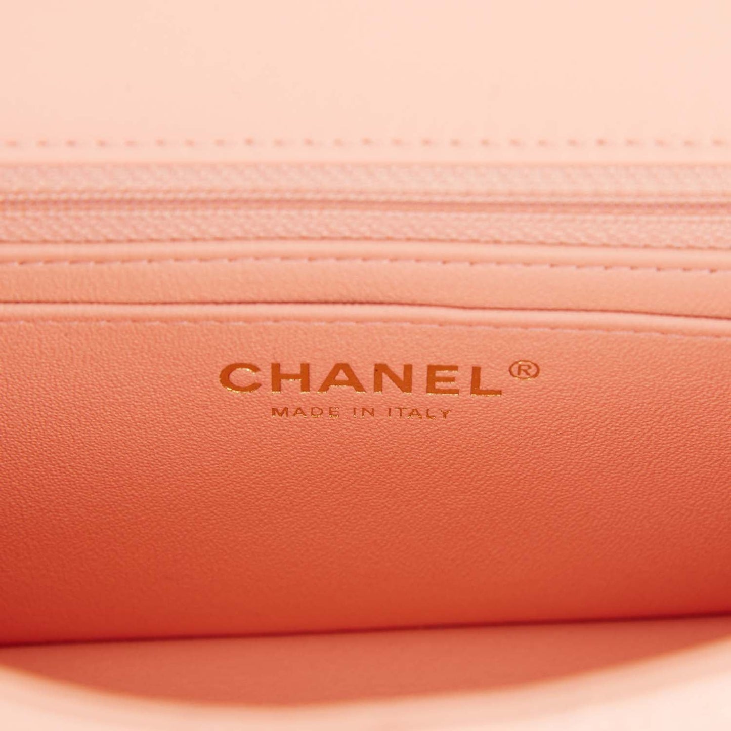 Chanel Mini Rectangular Flap Bag Peach Lambskin Light Gold Hardware