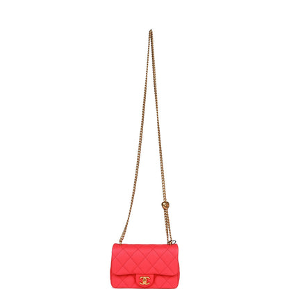 Chanel Mini Flap Bag Pink Caviar Antique Gold Hardware