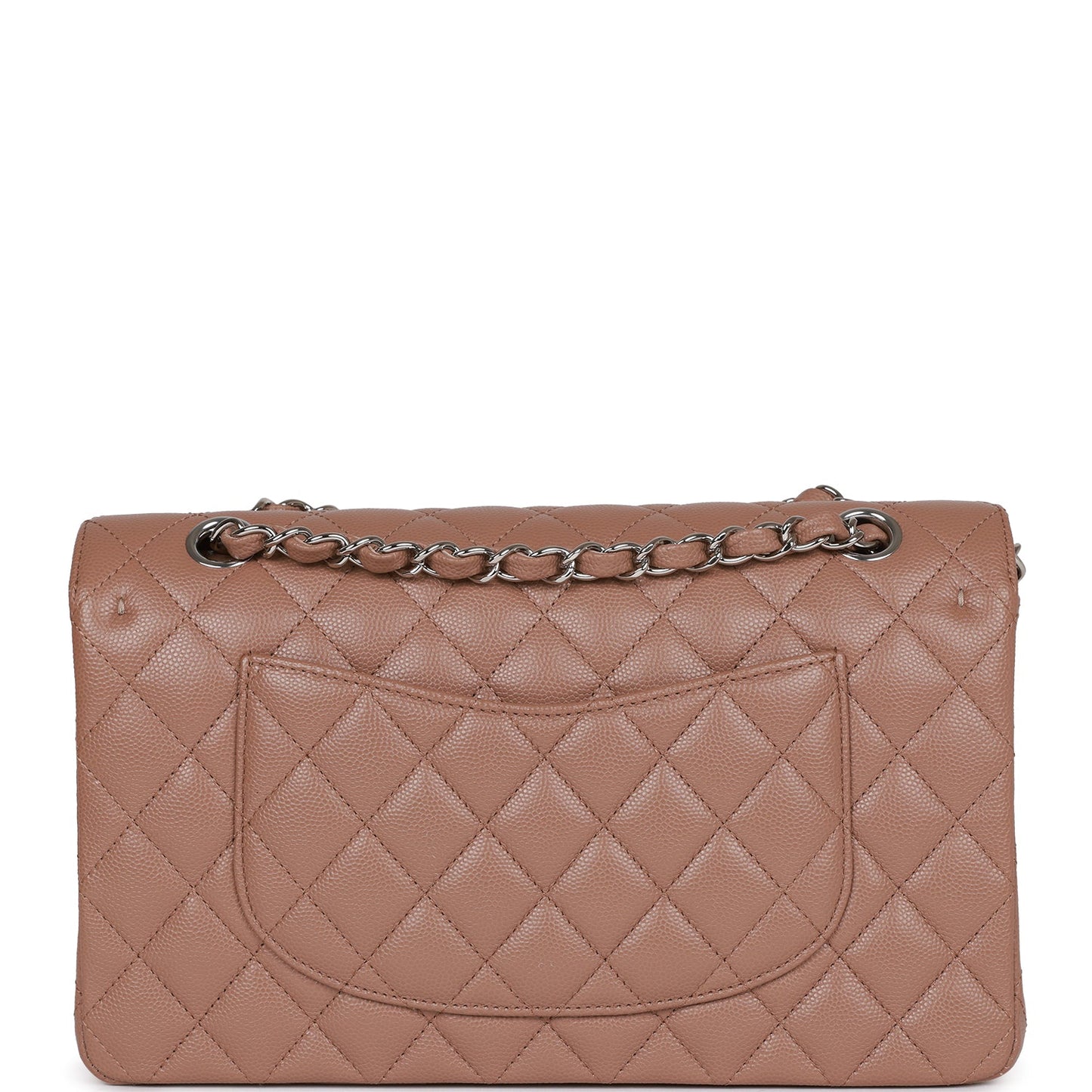 Chanel Medium Classic Double Flap Bag Beige Caviar Silver Hardware