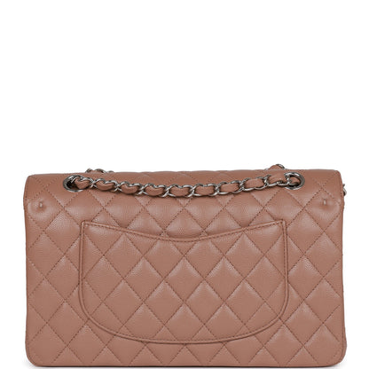 Chanel Medium Classic Double Flap Bag Beige Caviar Silver Hardware