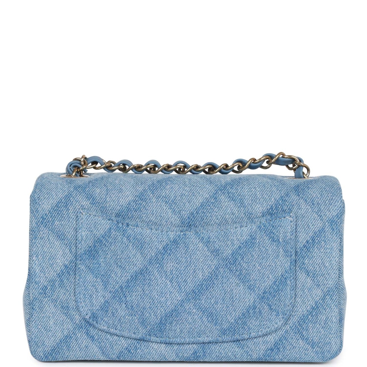 Chanel Mini Rectangular Flap Bag Blue Denim Light Gold Hardware