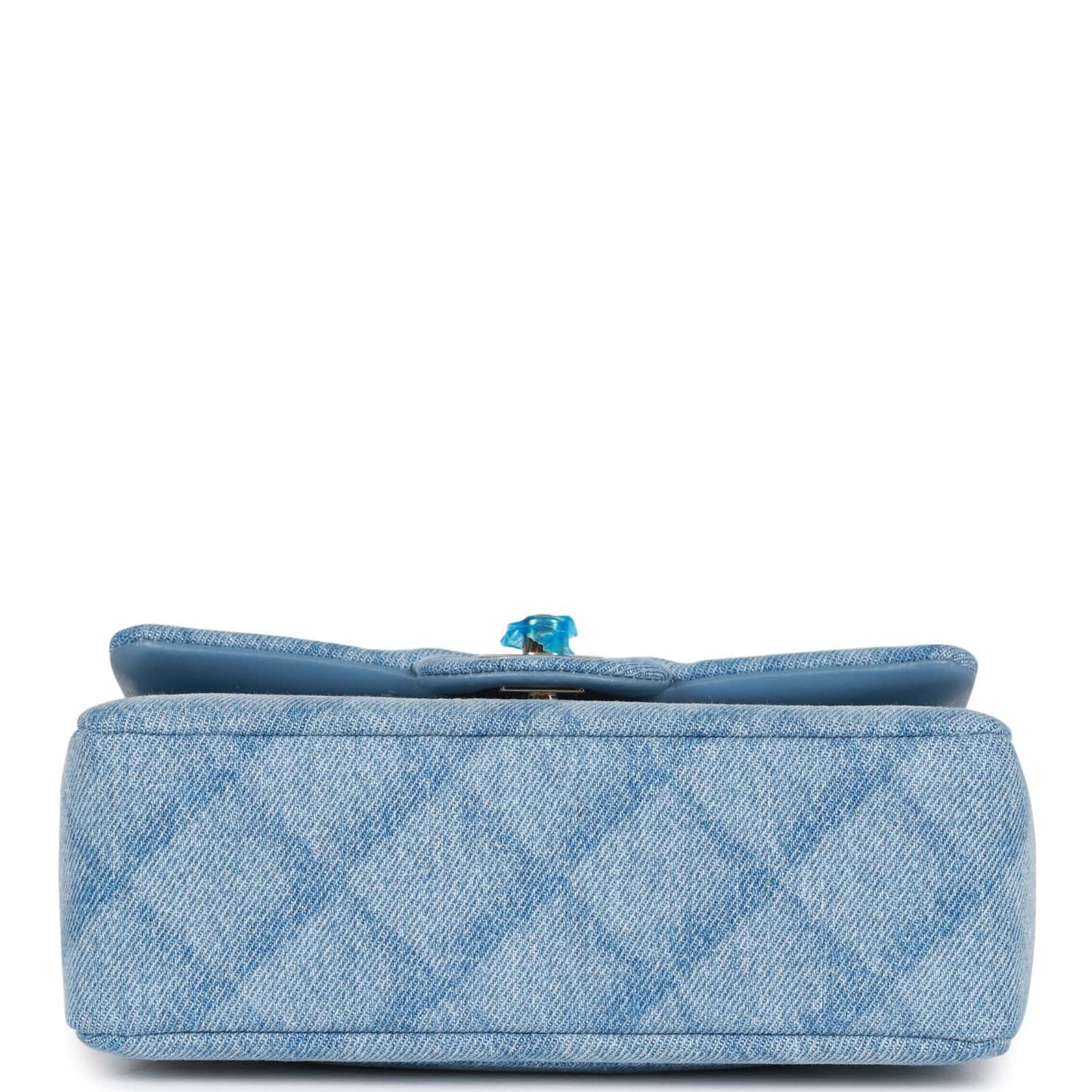 Chanel Mini Rectangular Flap Bag Blue Denim Light Gold Hardware