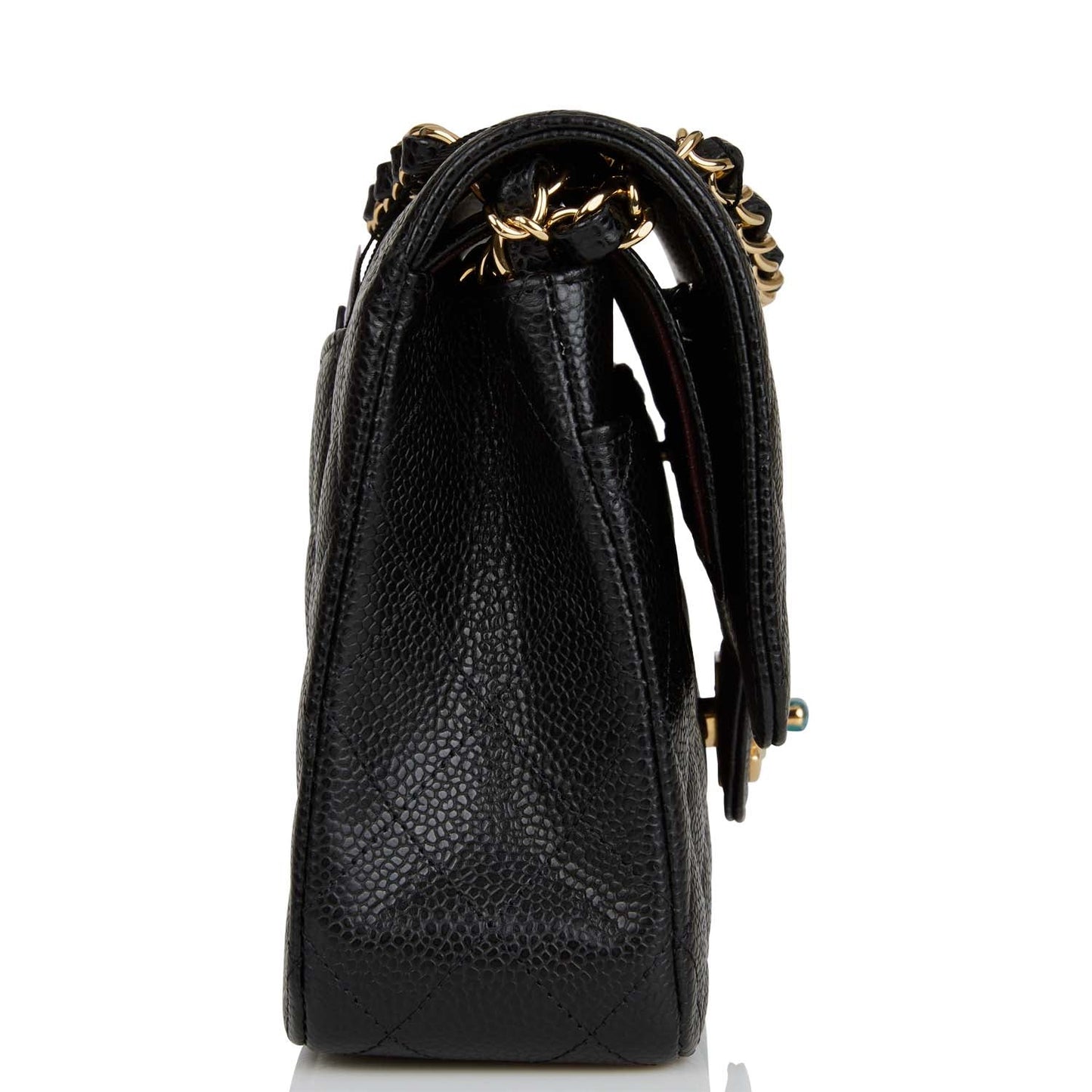 Chanel Medium Classic Double Flap Bag Black Quilted Caviar Gold Hardware