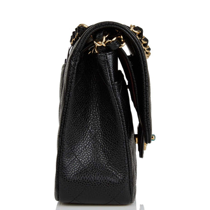 Chanel Medium Classic Double Flap Bag Black Quilted Caviar Gold Hardware