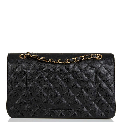 Chanel Medium Classic Double Flap Bag Black Quilted Caviar Gold Hardware