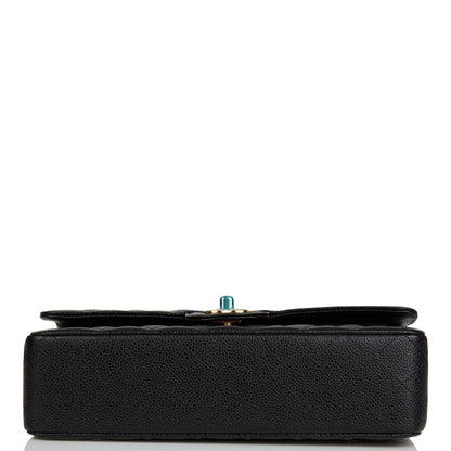 Chanel Medium Classic Double Flap Bag Black Quilted Caviar Gold Hardware