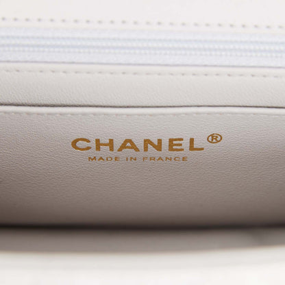 Chanel Mini Rectangular Flap Bag with Top Handle Grey Lambskin Antique Gold Hardware