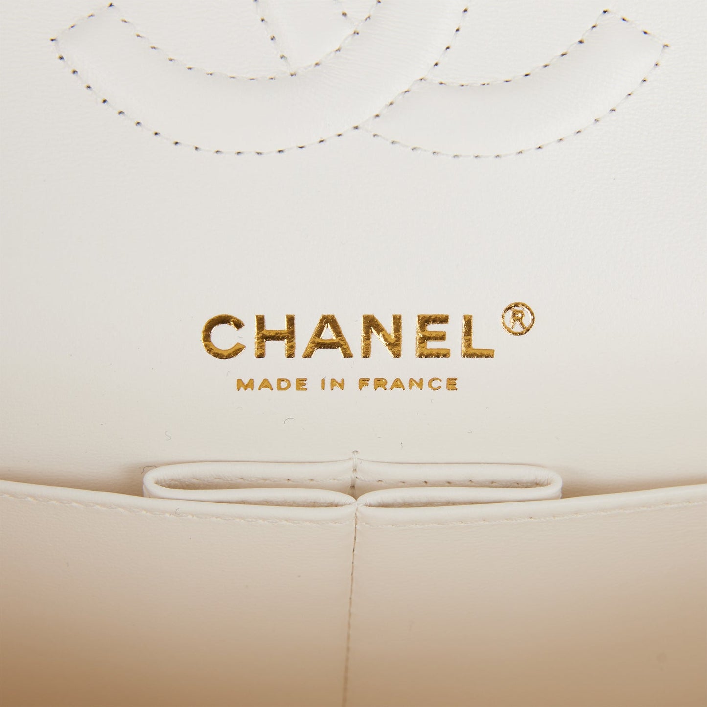 Chanel Medium Classic Double Flap Bag White Quilted Caviar Light Gold Hardware