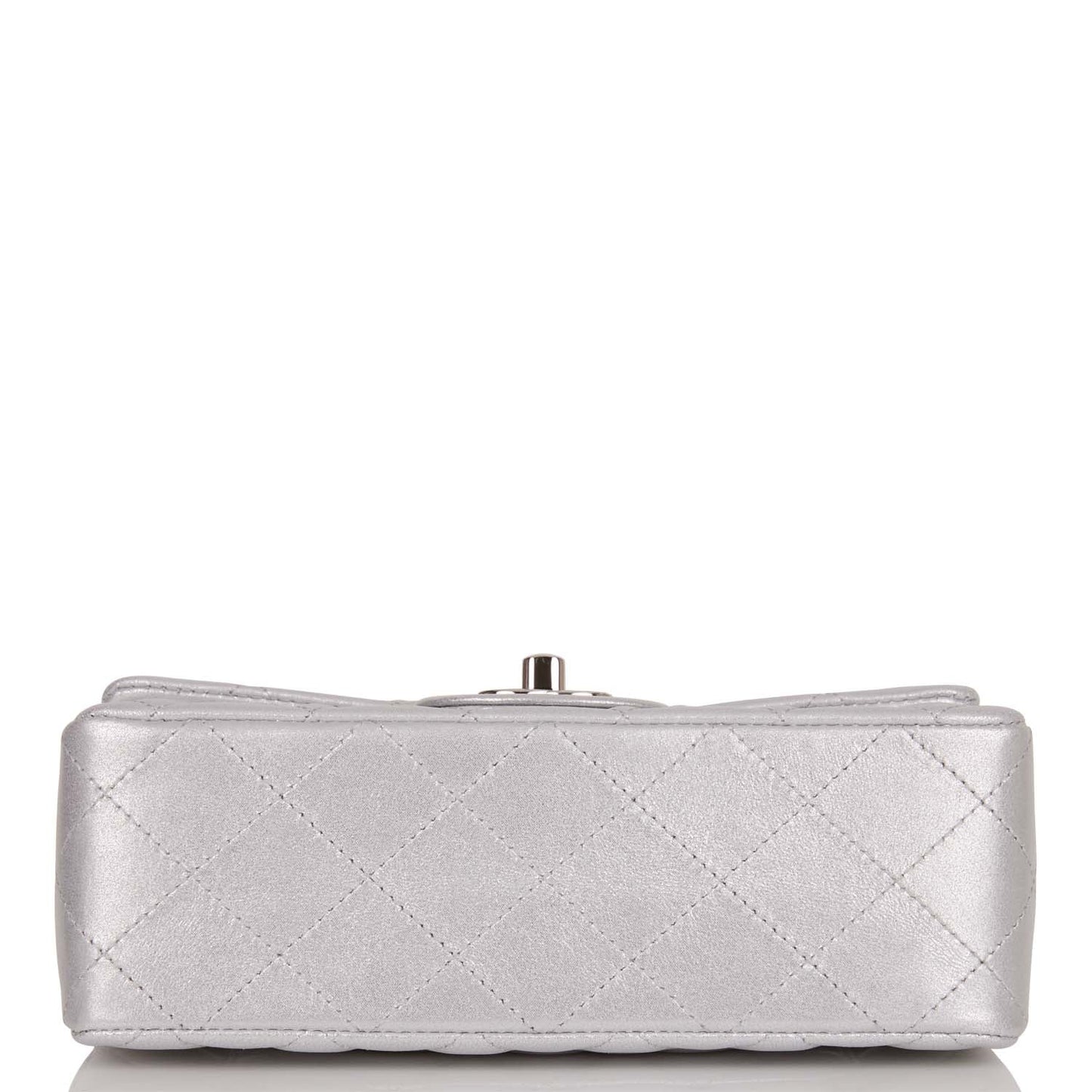 Chanel Mini Rectangular Flap Bag Silver Iridescent Lambskin Silver Hardware