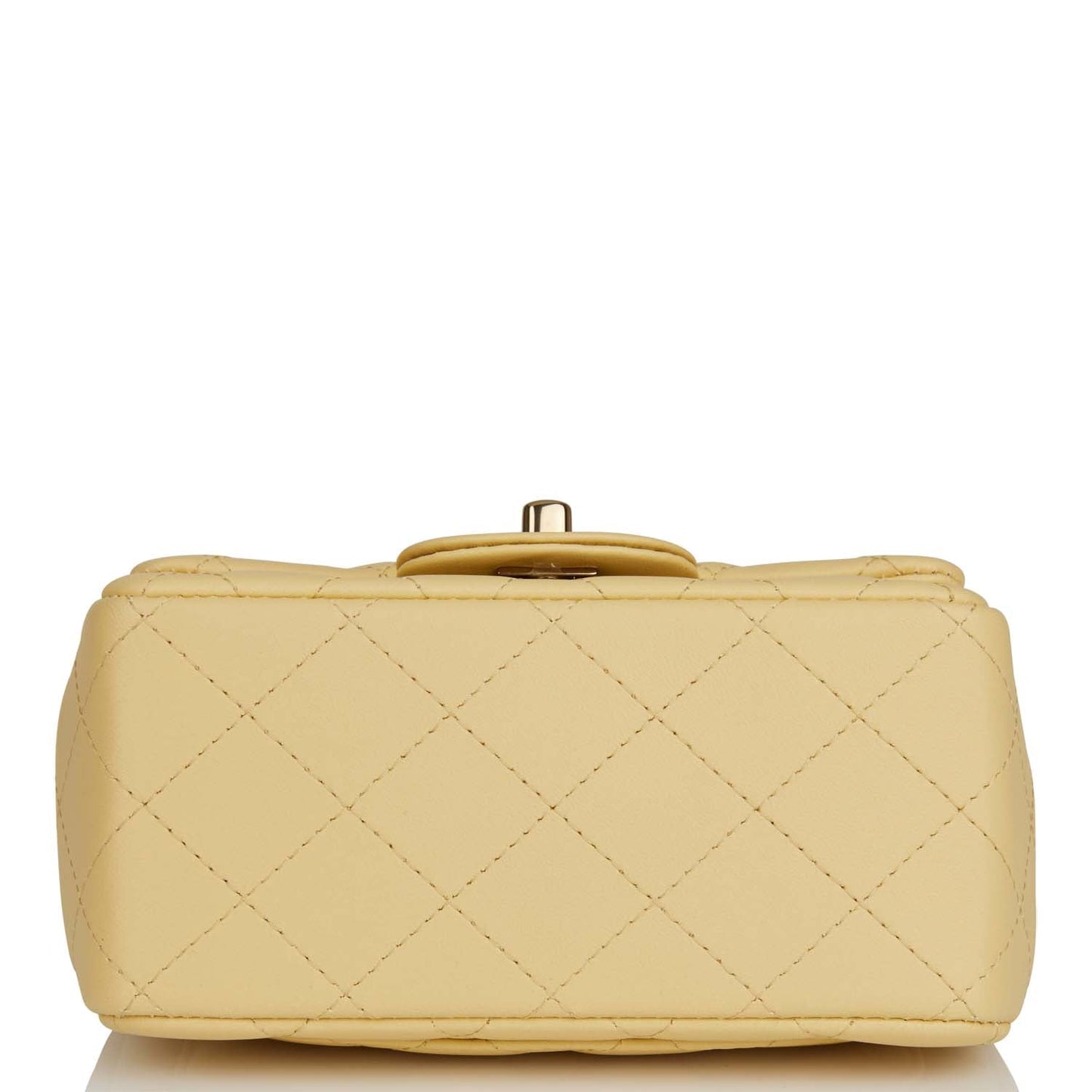 Chanel Mini Square Flap Bag Yellow Lambskin Light Gold Hardware