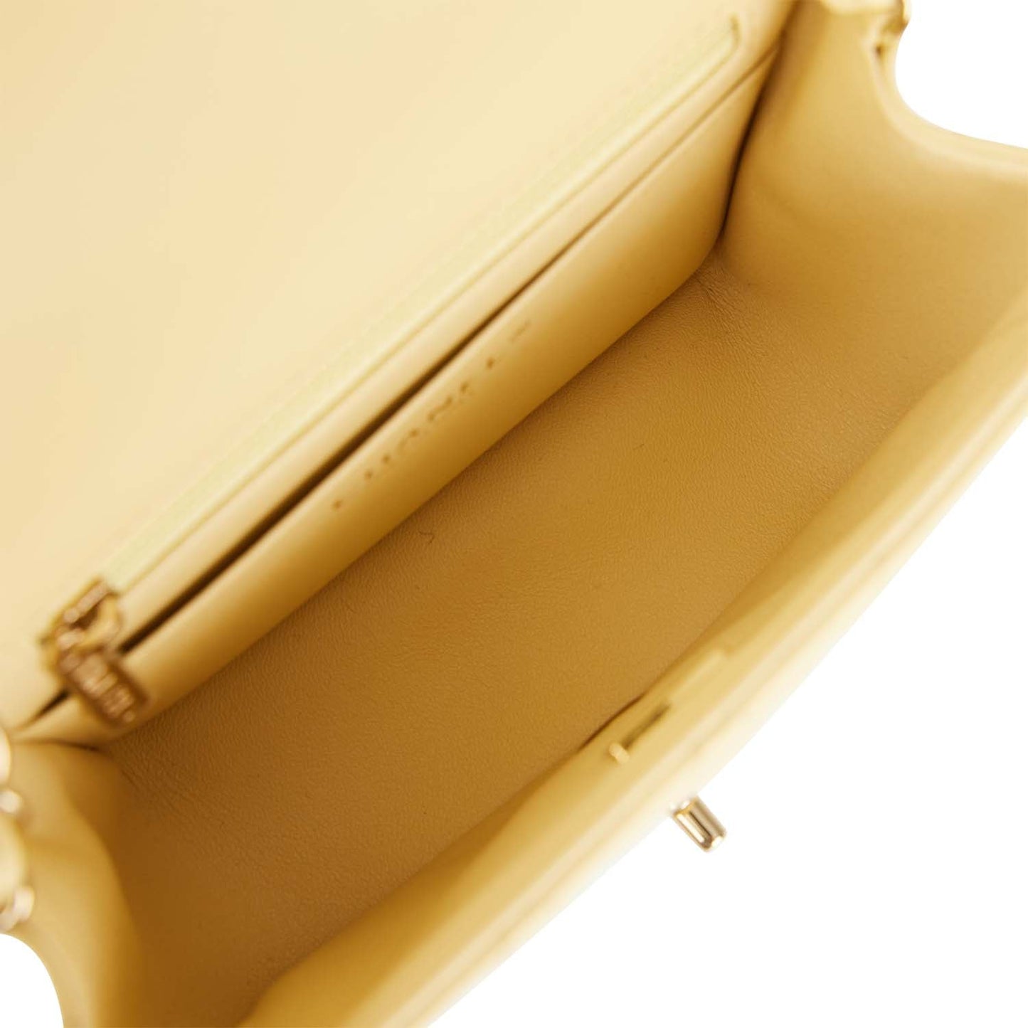 Chanel Mini Square Flap Bag Yellow Lambskin Light Gold Hardware