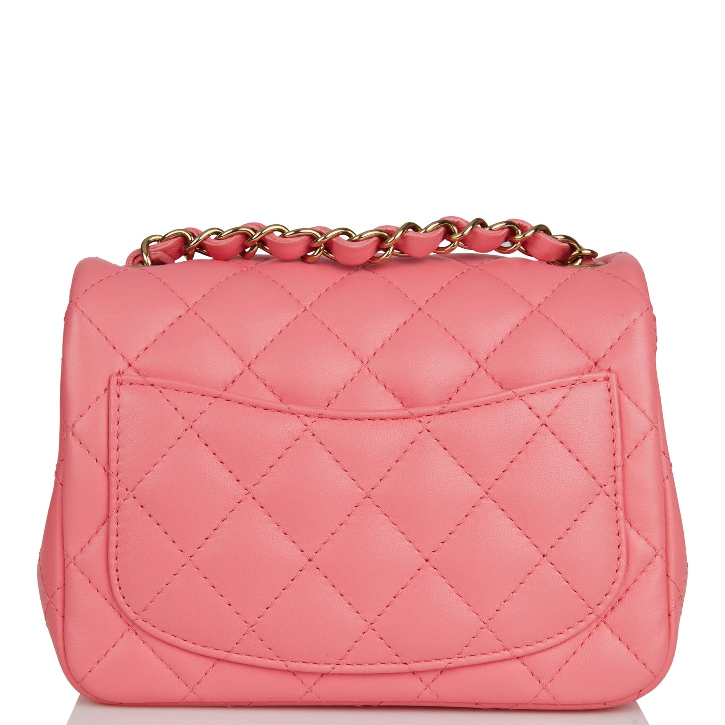 Chanel Mini Square Flap Bag Pink Lambskin Light Gold Hardware
