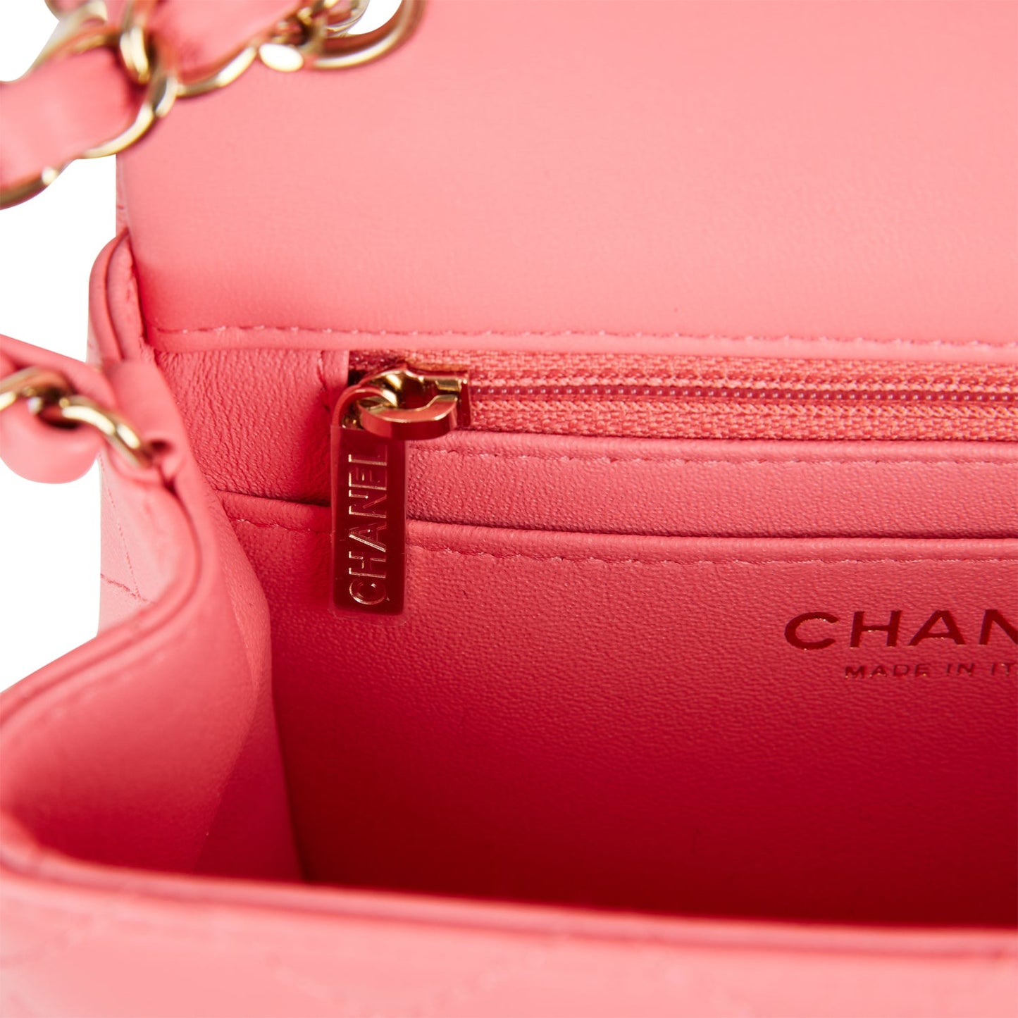 Chanel Mini Square Flap Bag Pink Lambskin Light Gold Hardware