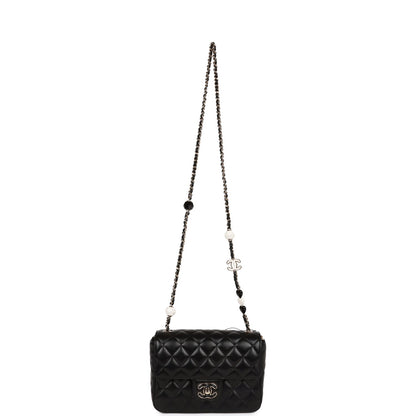 Chanel Candy Heart Mini Flap Bag Black Lambskin Enamel and Light Gold Hardware