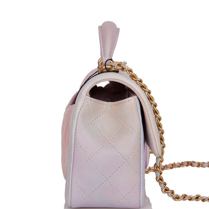 Chanel Mini Rectangular Flap Bag with Top Handle Light Pink Ombre Lambskin Antique Gold Hardware