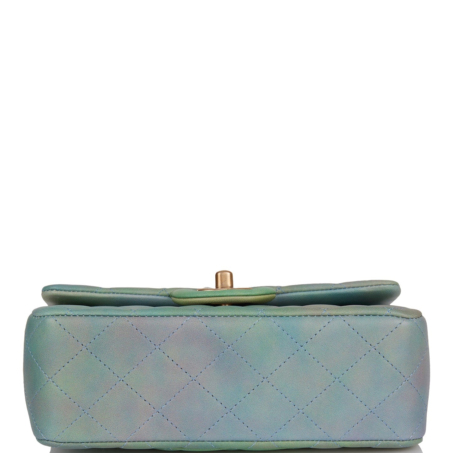 Chanel Mini Rectangular Flap Bag with Top Handle Green Ombre Lambskin Antique Gold Hardware