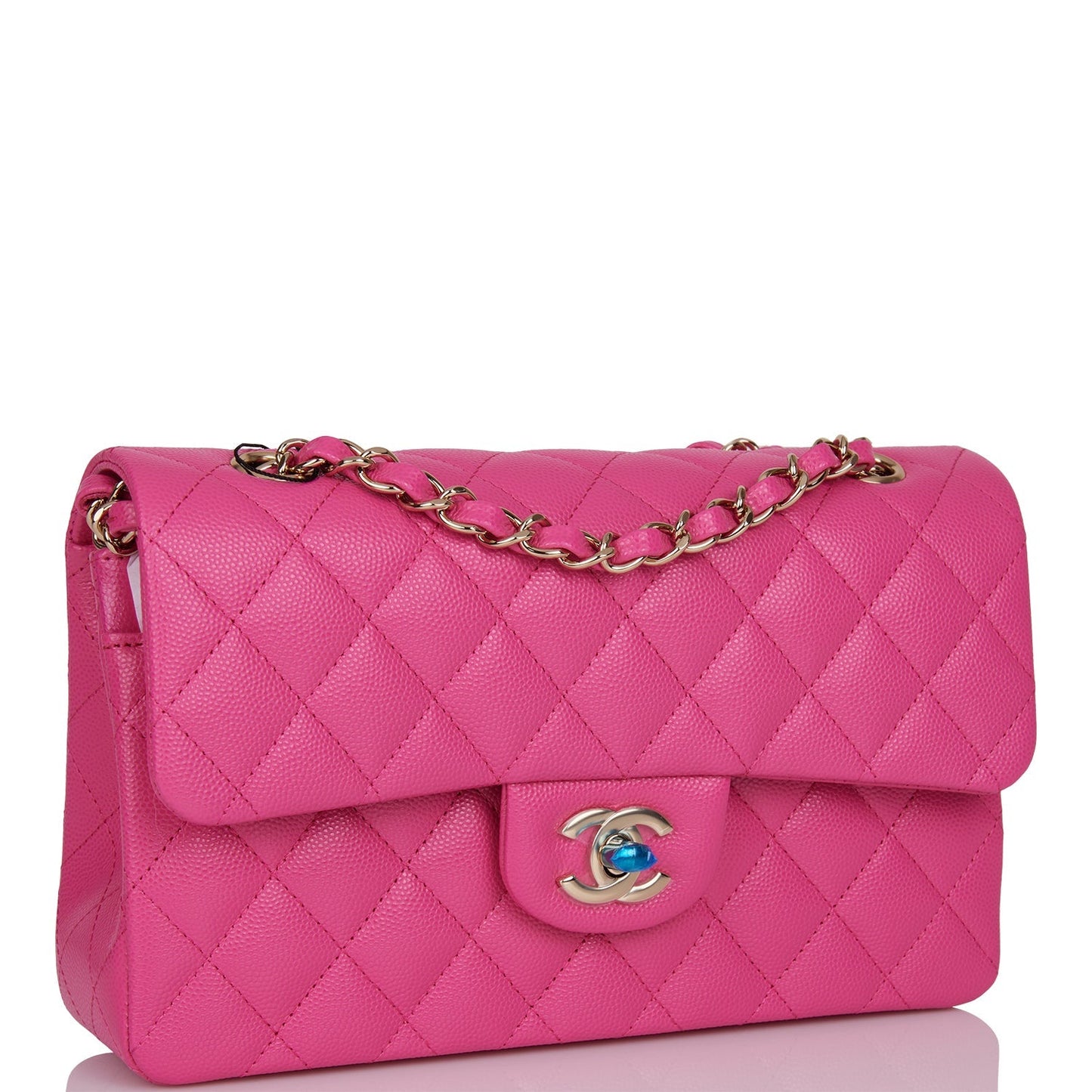 Chanel Small Classic Double Flap Pink Caviar Light Gold Hardware