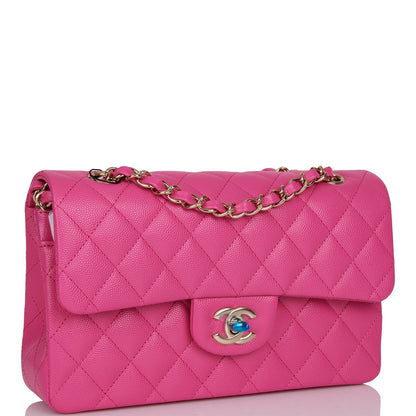 Chanel Small Classic Double Flap Pink Caviar Light Gold Hardware