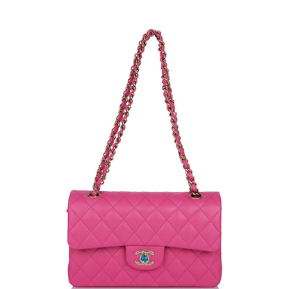 Chanel Small Classic Double Flap Pink Caviar Light Gold Hardware
