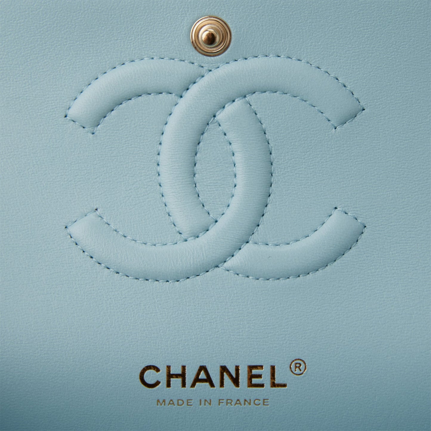 Chanel Medium Classic Double Flap Bag Blue Quilted Caviar Light Gold Hardware