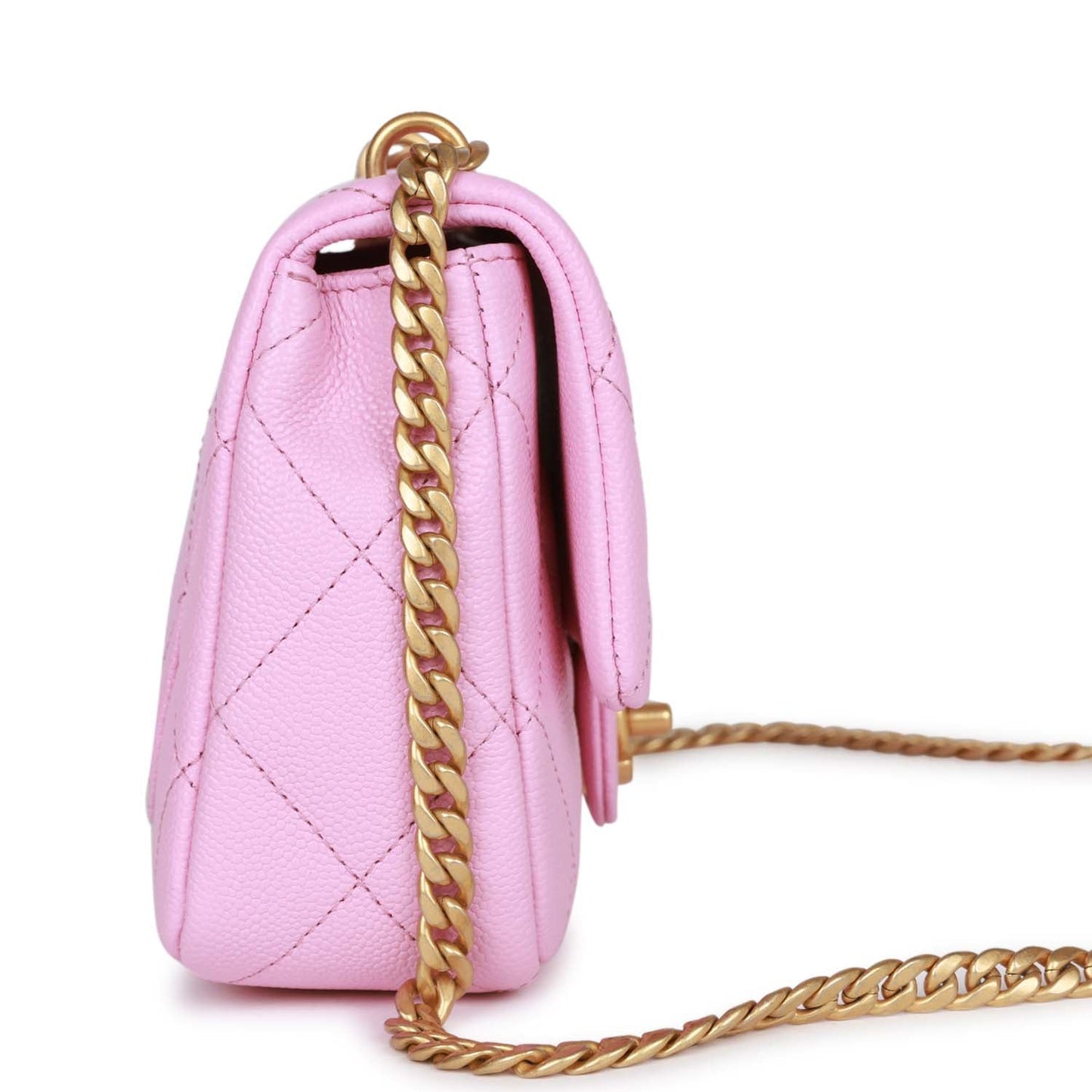 Chanel Sweetheart Crush Mini Rectangular Flap Bag Pink Caviar Antique Gold Hardware