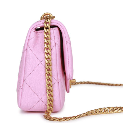 Chanel Sweetheart Crush Mini Rectangular Flap Bag Pink Caviar Antique Gold Hardware