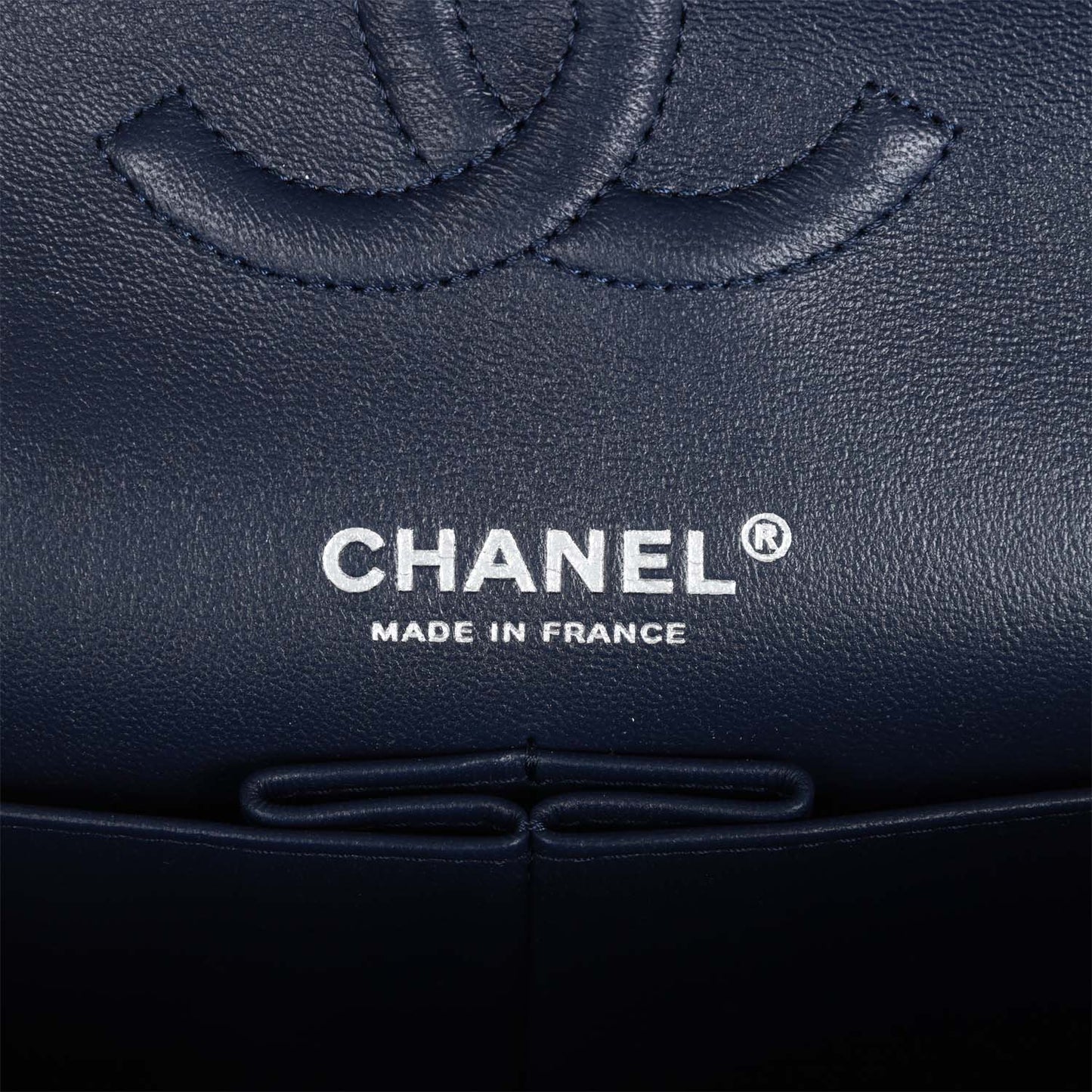 Chanel Medium Classic Double Flap Bag Navy Tweed Silver Hardware