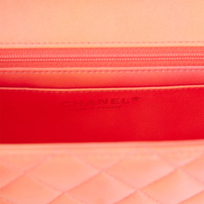 Chanel Mini Rectangular Flap Bag with Top Handle Orange Ombre Lambskin Antique Gold Hardware