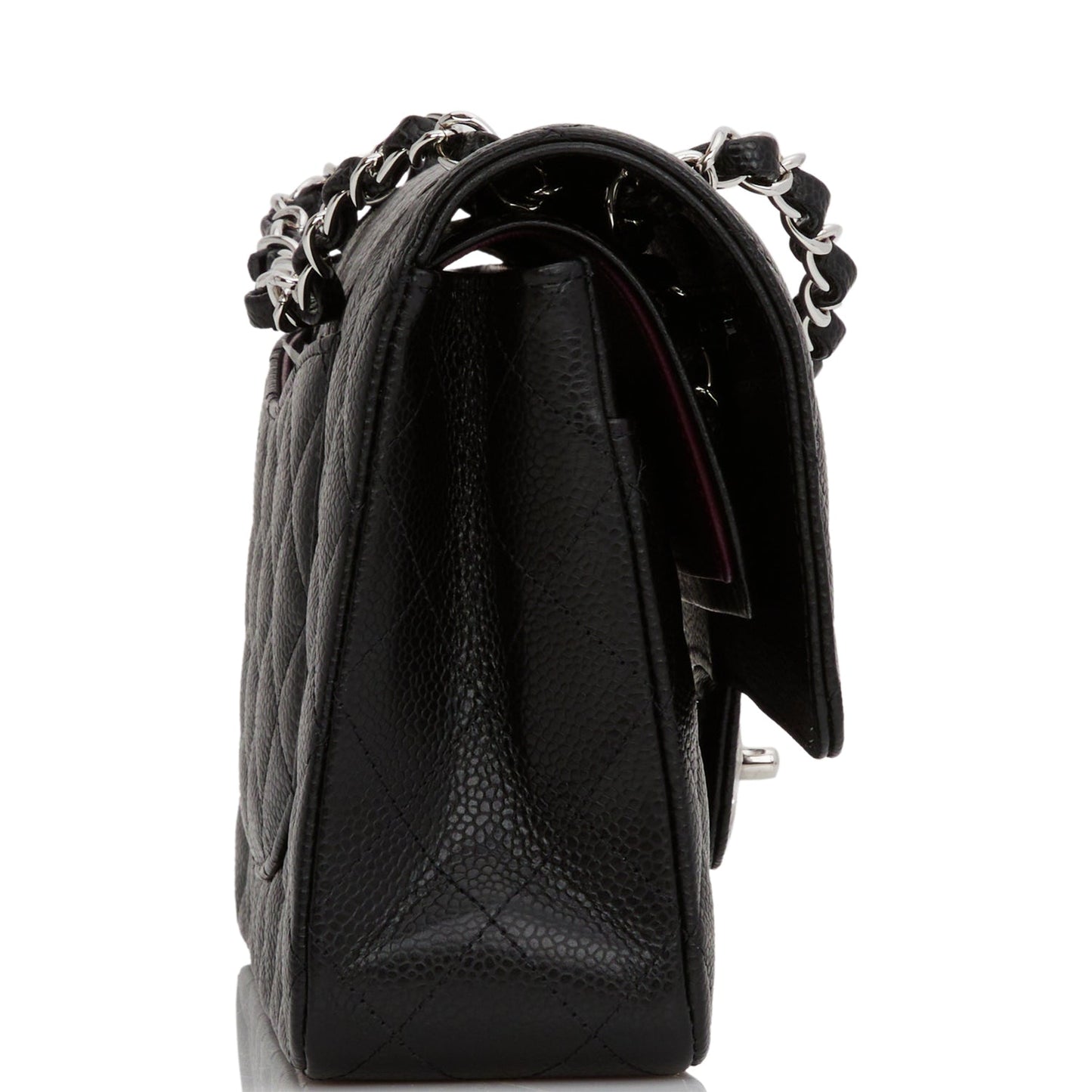 Chanel Medium Classic Double Flap Bag Black Quilted Caviar Silver Hardware