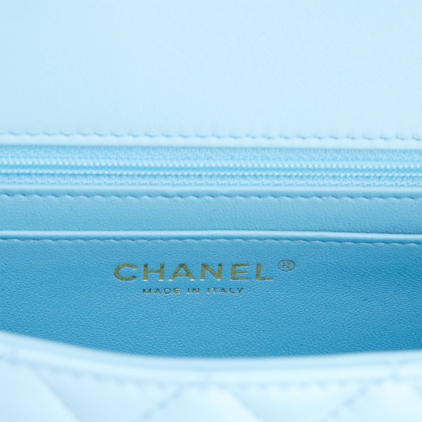 Chanel Mini Rectangular Flap Bag Blue Lambskin Light Gold Hardware