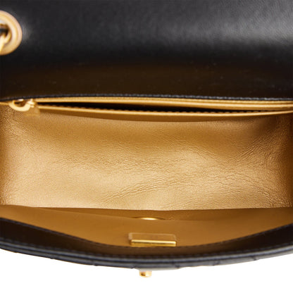 Chanel Pearl Crush Mini Square Flap Bag Black Lambskin Antique Gold Hardware
