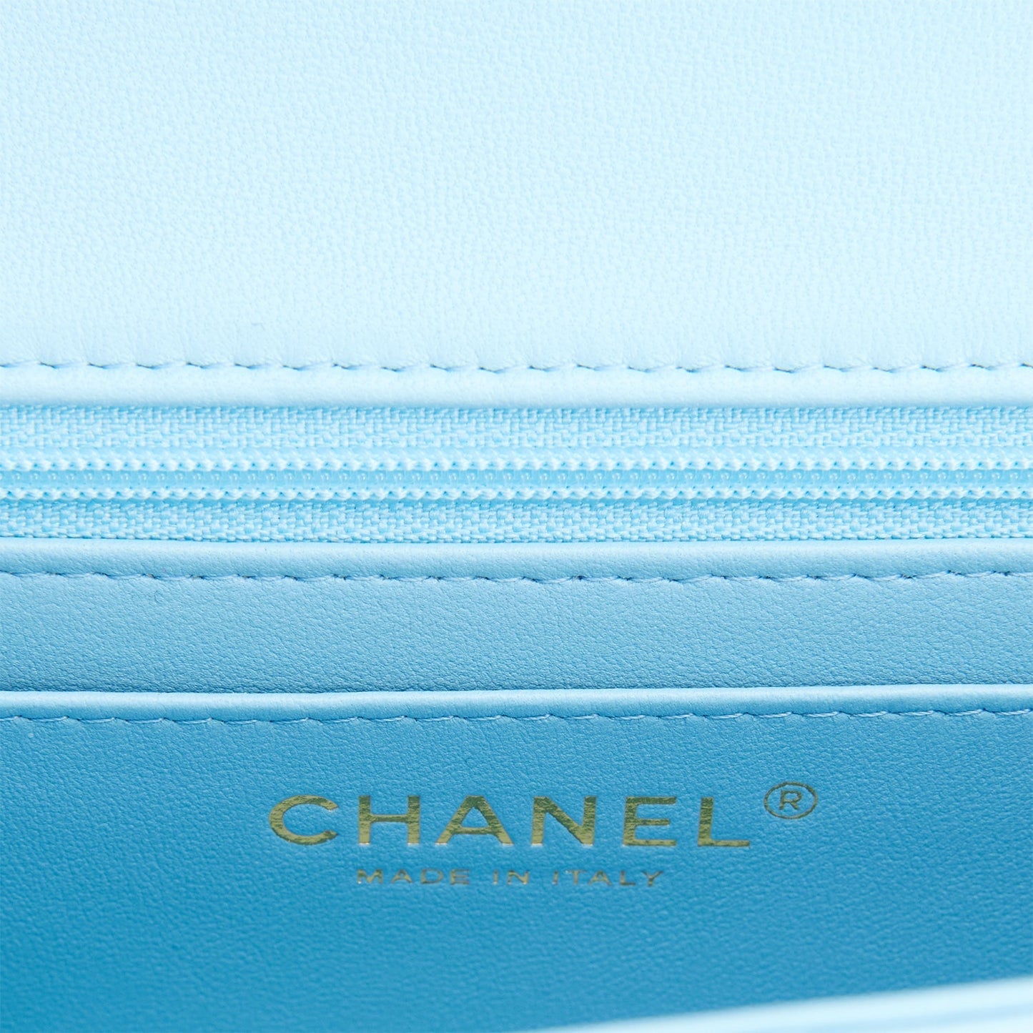 Chanel Mini Rectangular Flap Bag Blue Lambskin Light Gold Hardware