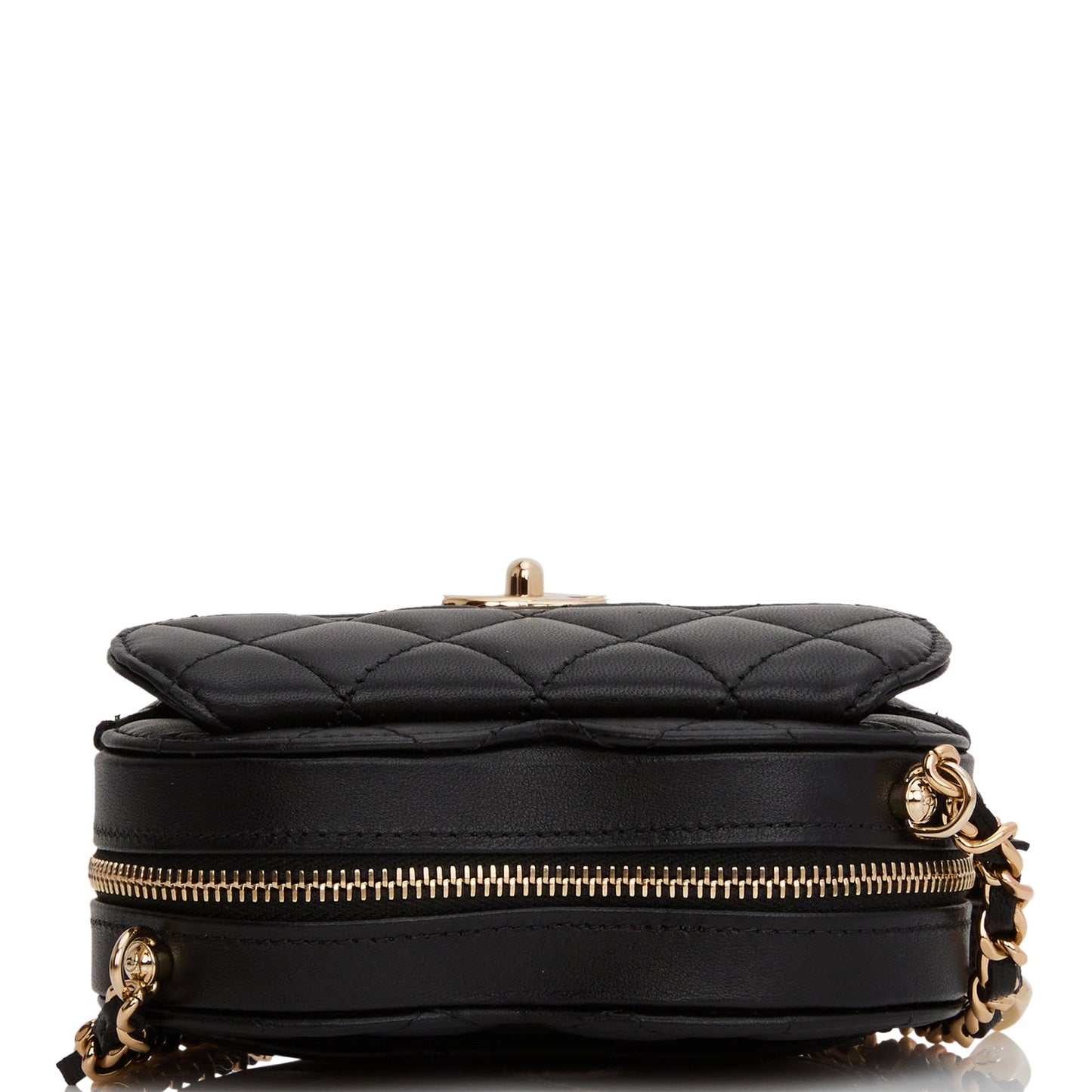 Chanel CC In Love Heart Clutch with Chain Black Lambskin Light Gold Hardware