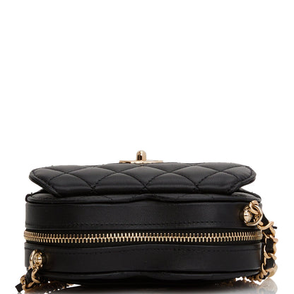 Chanel CC In Love Heart Clutch with Chain Black Lambskin Light Gold Hardware