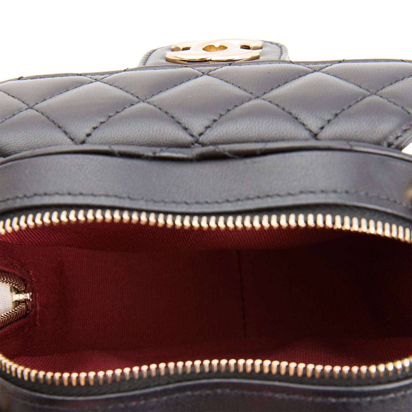Chanel CC In Love Heart Clutch with Chain Black Lambskin Light Gold Hardware
