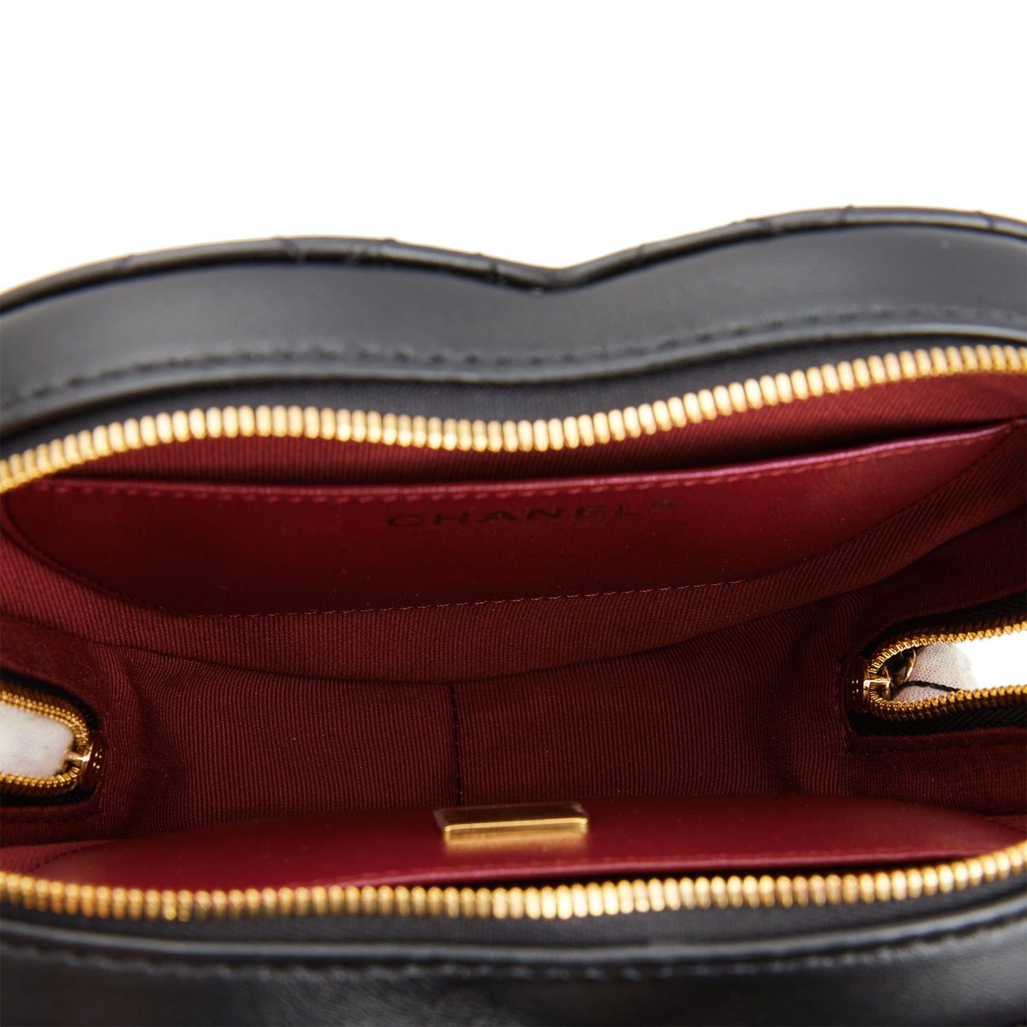 Chanel CC In Love Large Heart Bag Black Lambskin Light Gold Hardware