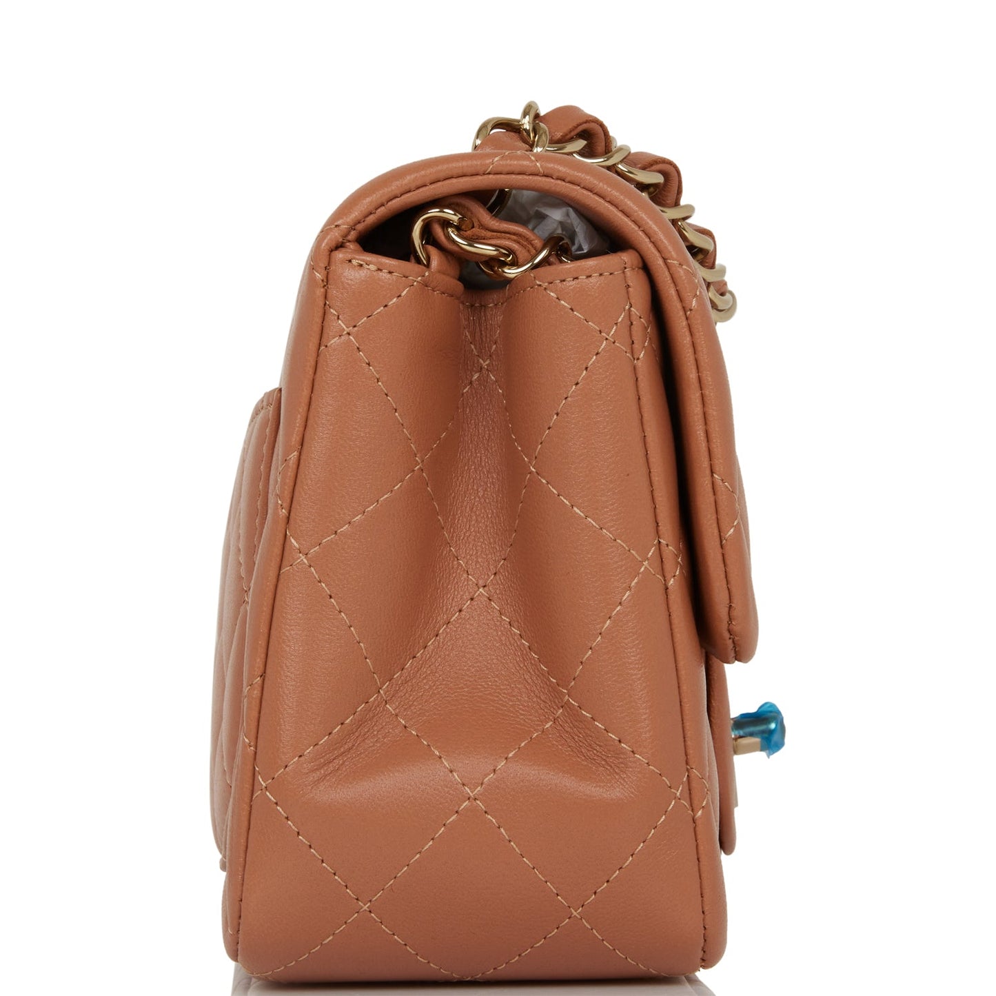 Chanel Mini Square Flap Bag Caramel Lambskin Light Gold Hardware