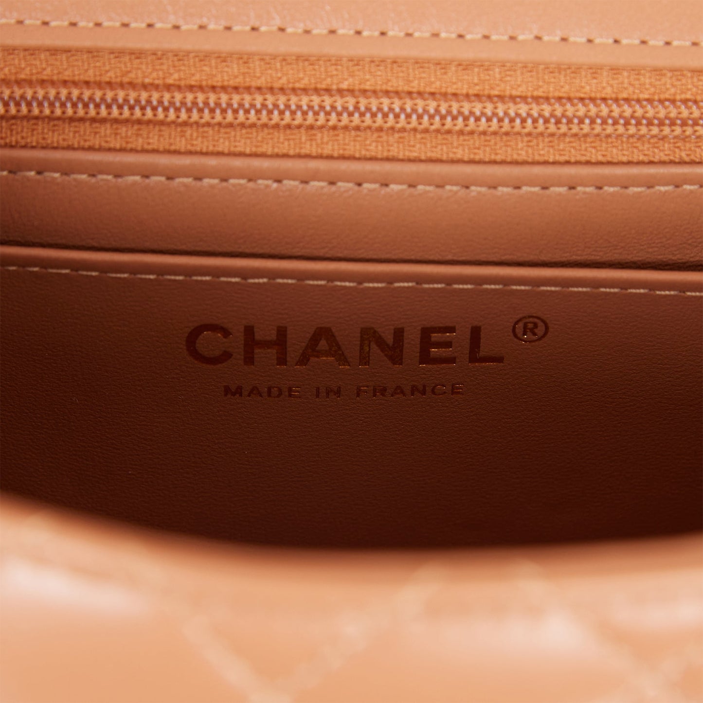 Chanel Mini Square Flap Bag Caramel Lambskin Light Gold Hardware