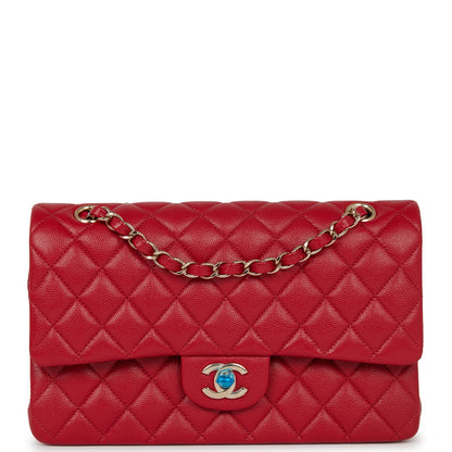 Chanel Medium Classic Double Flap Bag Red Caviar Light Gold Hardware