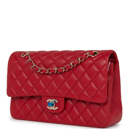 Chanel Medium Classic Double Flap Bag Red Caviar Light Gold Hardware