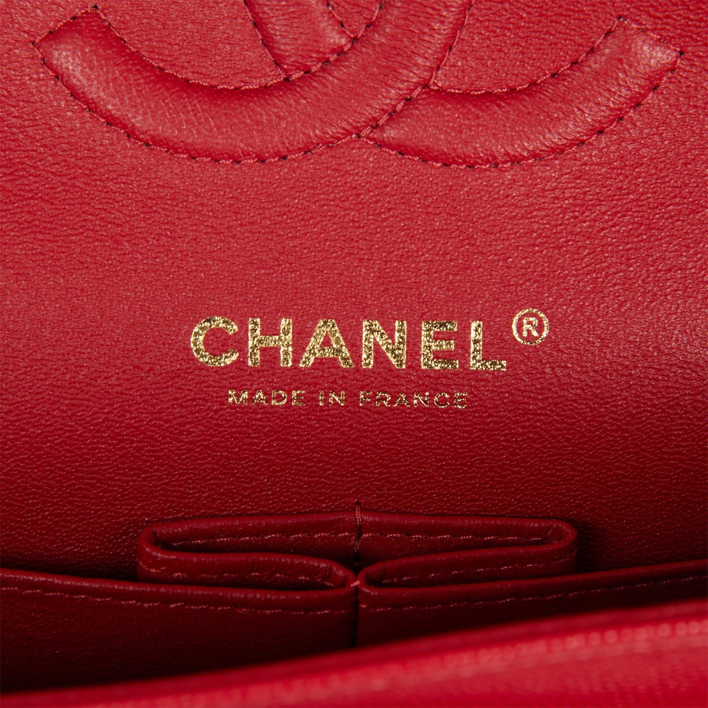 Chanel Medium Classic Double Flap Bag Red Caviar Light Gold Hardware